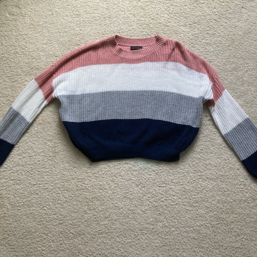 Ambiance Pink and Gray Crew Neck Sweater